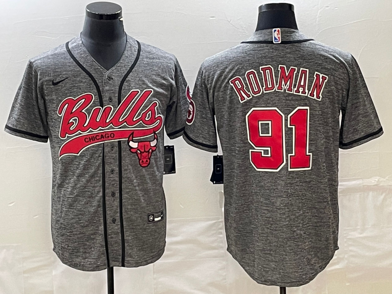 Men Chicago Bulls #91 Rodman Grey Nike 2023 NBA Jerseys